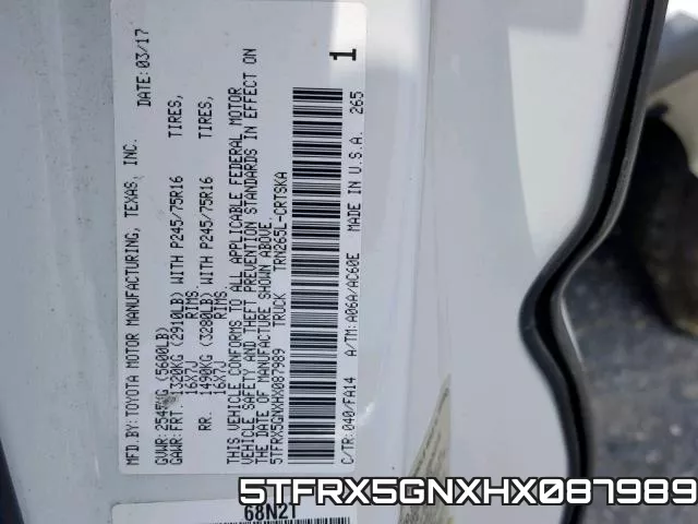 5TFRX5GNXHX087989 фото 2