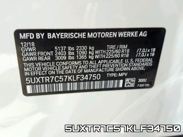 5UXTR7C57KLF34750 фото 2
