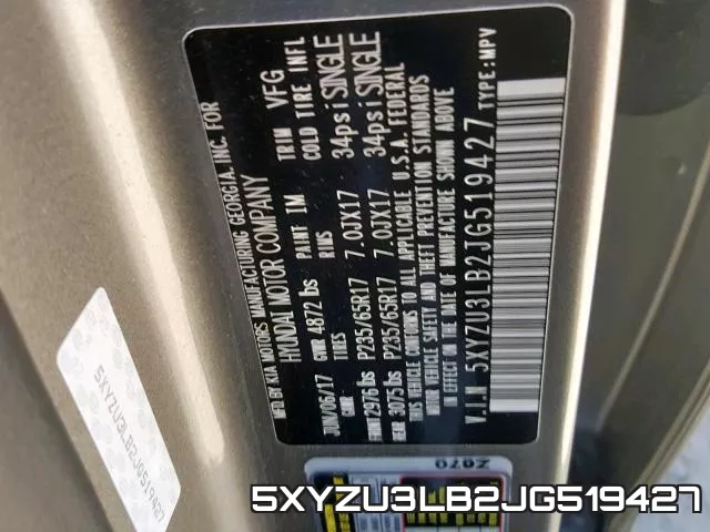 5XYZU3LB2JG519427 фото 2