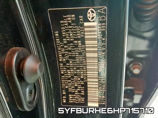 5YFBURHE6HP715710 фото 2
