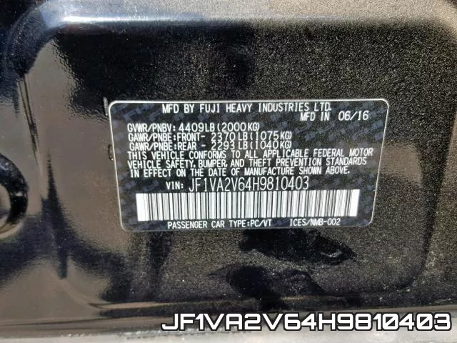 JF1VA2V64H9810403 фото 2