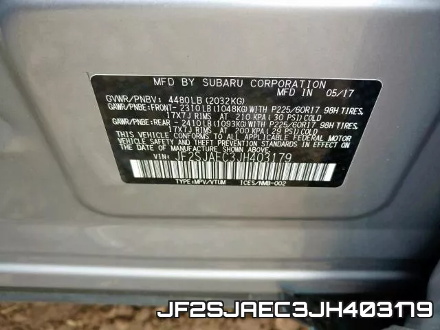JF2SJAEC3JH403179 фото 2
