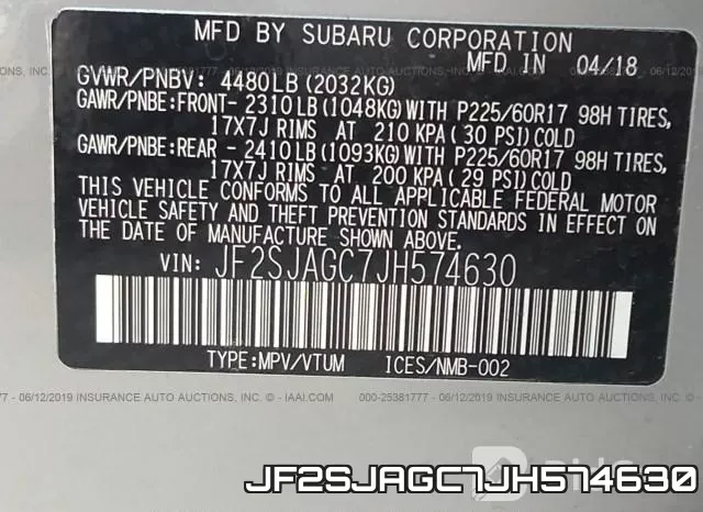 JF2SJAGC7JH574630 фото 10