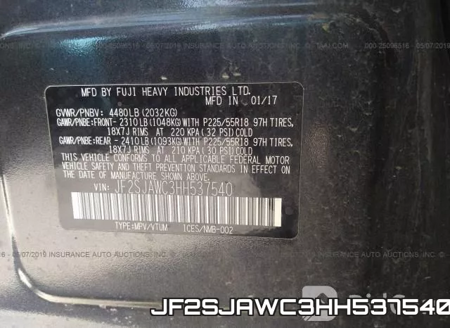 JF2SJAWC3HH537540 фото 10