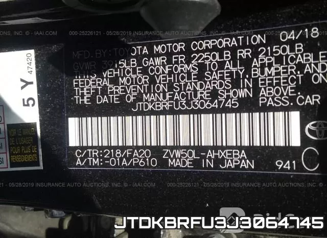 JTDKBRFU3J3064745 фото 10