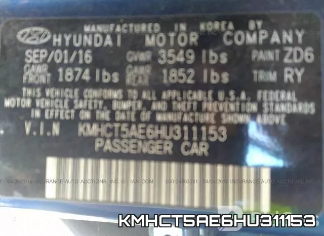 KMHCT5AE6HU311153 фото 10