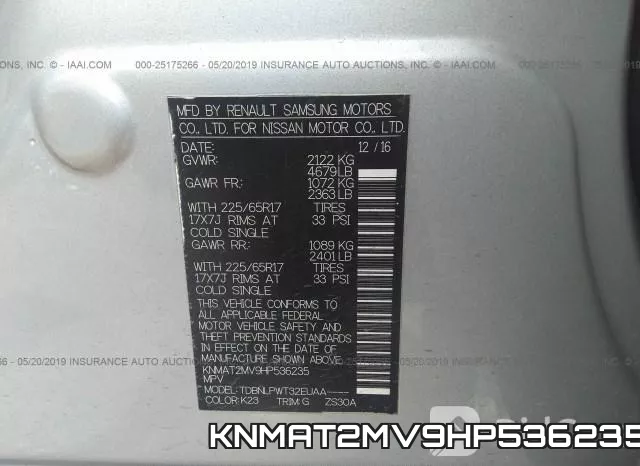 KNMAT2MV9HP536235 фото 9