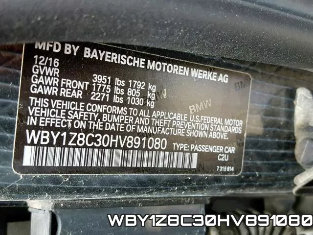WBY1Z8C30HV891080 фото 2
