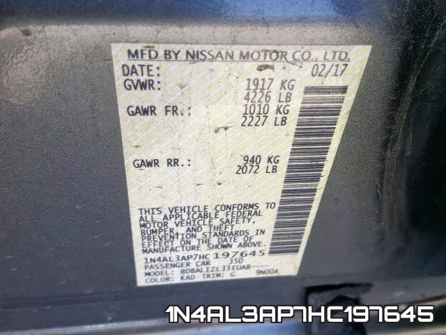 1N4AL3AP7HC197645 фото 2