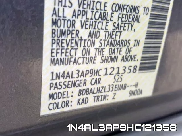 1N4AL3AP9HC121358 фото 2