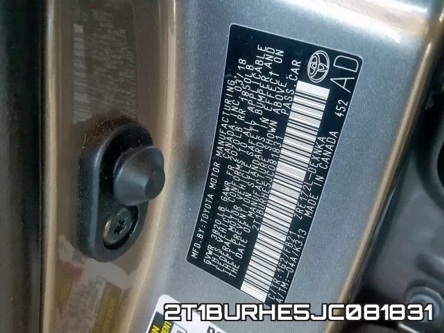 2T1BURHE5JC081831 фото 2