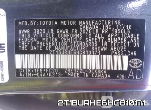 2T1BURHE6HC810171 фото 10