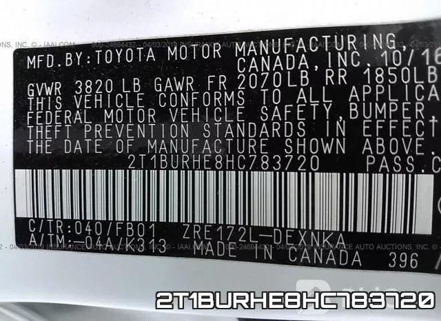 2T1BURHE8HC783720 фото 10