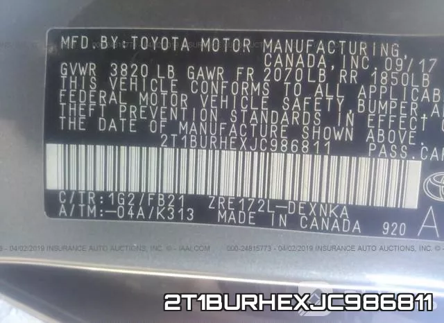 2T1BURHEXJC986811 фото 10