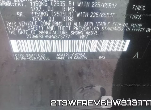 2T3WFREV6HW373777 фото 9