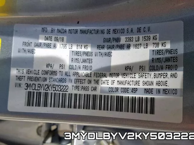 3MYDLBYV2KY503222 фото 2