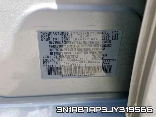 3N1AB7AP3JY319566 фото 2