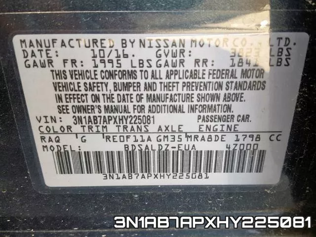 3N1AB7APXHY225081 фото 2