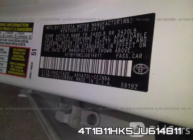 4T1B11HK5JU614811 фото 10