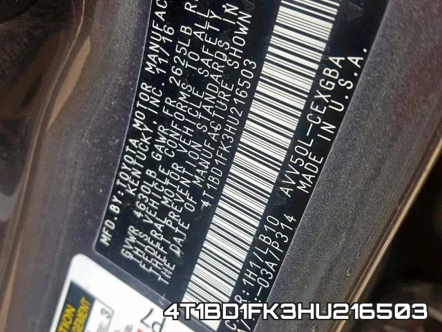 4T1BD1FK3HU216503 фото 2