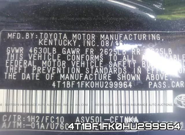 4T1BF1FK0HU299964 фото 10