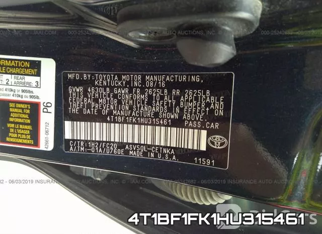 4T1BF1FK1HU315461 фото 10