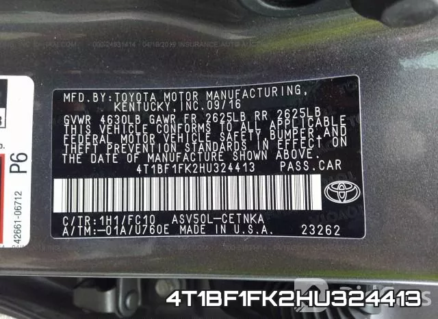 4T1BF1FK2HU324413 фото 9