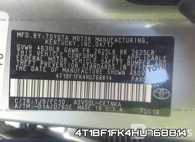 4T1BF1FK4HU768814 фото 10