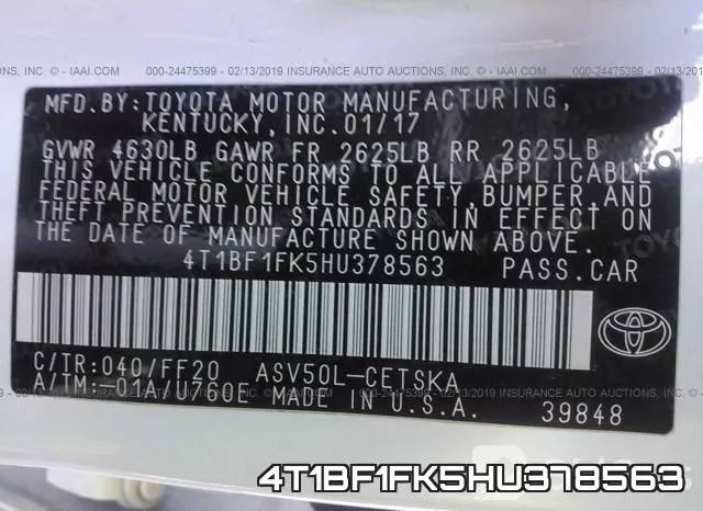 4T1BF1FK5HU378563 фото 10
