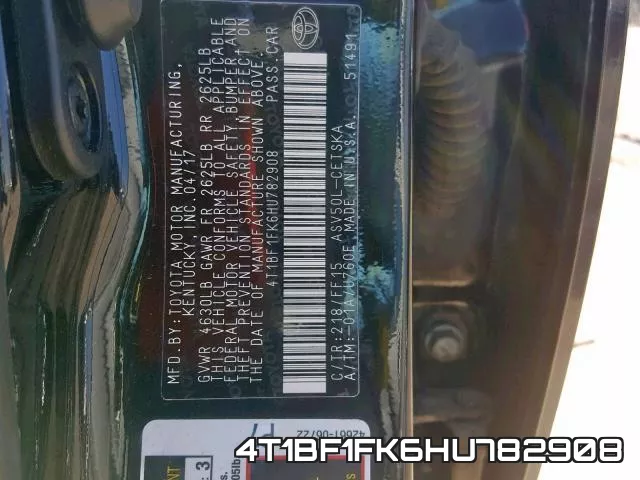 4T1BF1FK6HU782908 фото 2