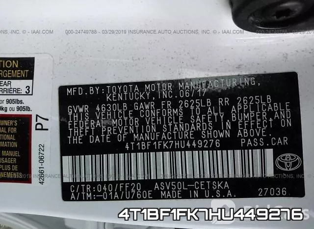 4T1BF1FK7HU449276 фото 10