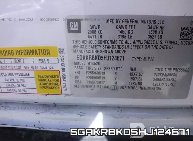5GAKRBKD5HJ124671 фото 10