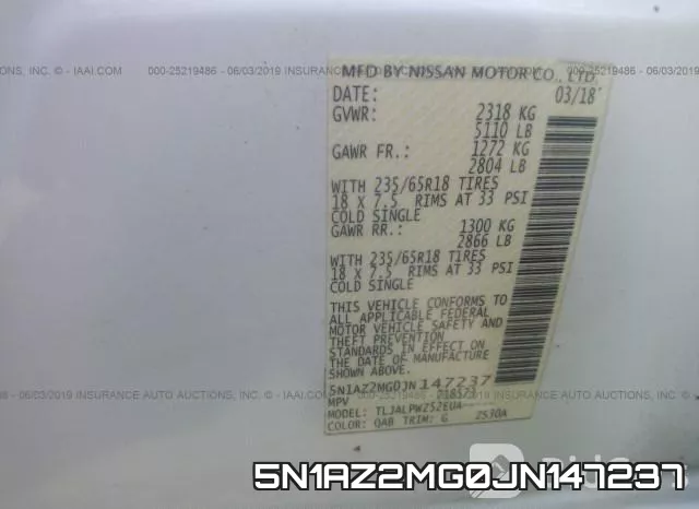 5N1AZ2MG0JN147237 фото 10