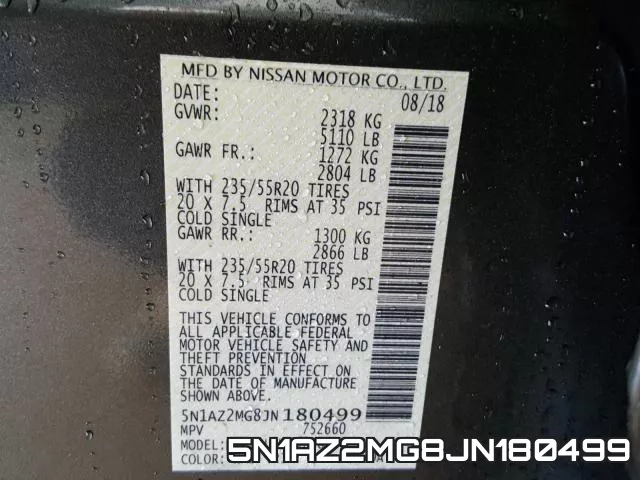 5N1AZ2MG8JN180499 фото 2