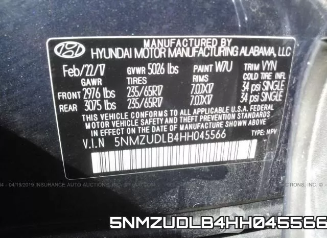 5NMZUDLB4HH045566 фото 10