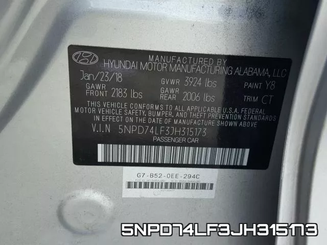 5NPD74LF3JH315173 фото 2
