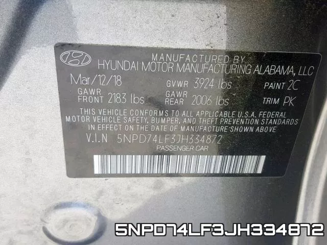 5NPD74LF3JH334872 фото 2