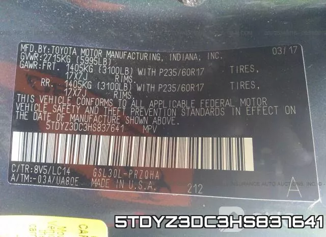 5TDYZ3DC3HS837641 фото 10