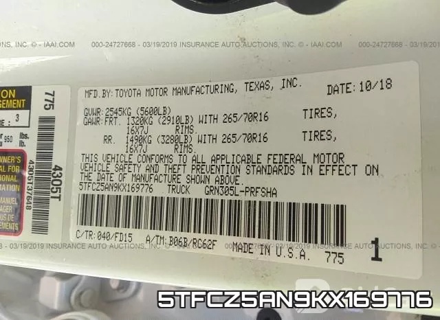 5TFCZ5AN9KX169776 фото 10