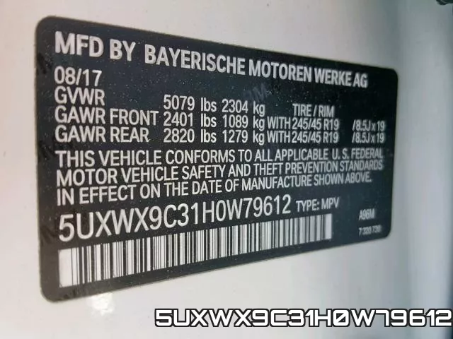 5UXWX9C31H0W79612 фото 2
