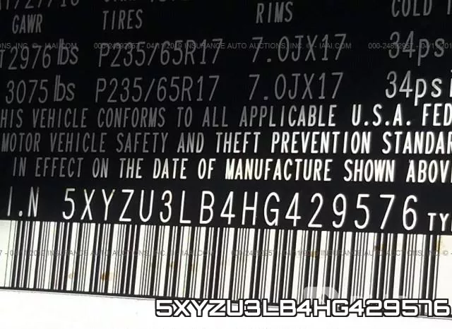5XYZU3LB4HG429576 фото 10
