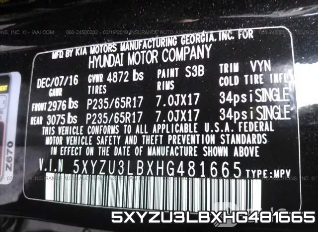 5XYZU3LBXHG481665 фото 10