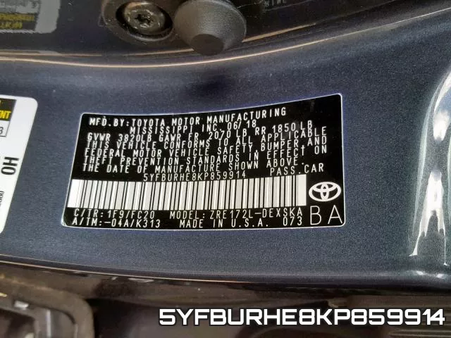 5YFBURHE8KP859914 фото 2