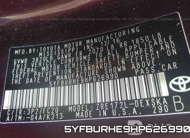 5YFBURHE9HP626990 фото 10
