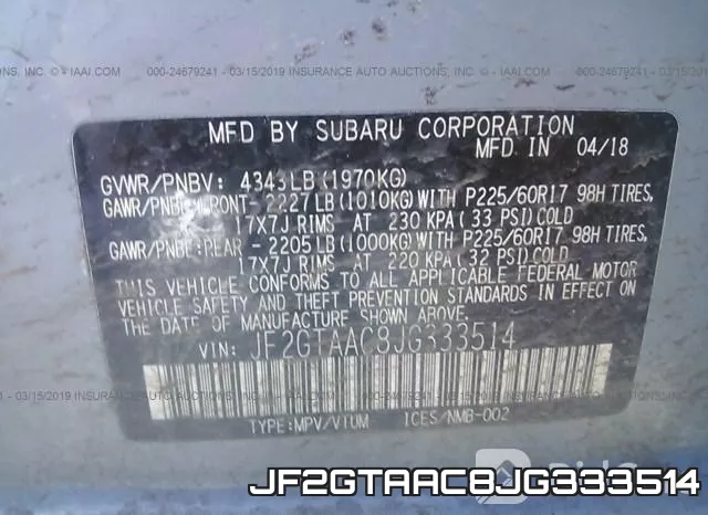 JF2GTAAC8JG333514 фото 10