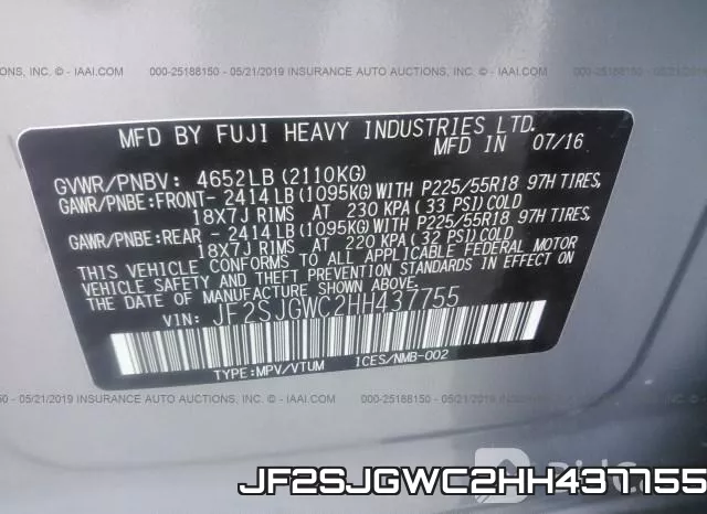 JF2SJGWC2HH437755 фото 10