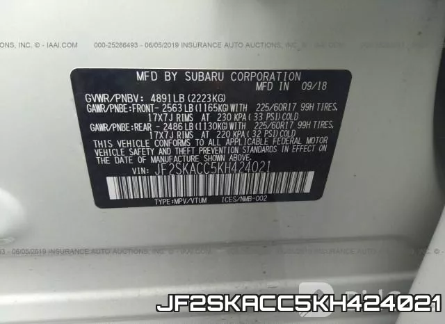 JF2SKACC5KH424021 фото 10