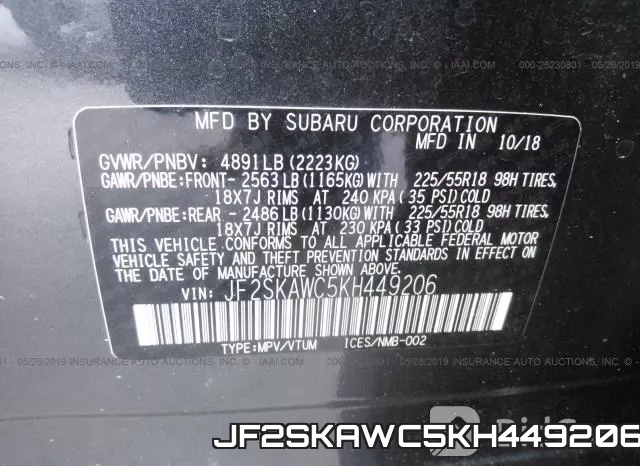 JF2SKAWC5KH449206 фото 10