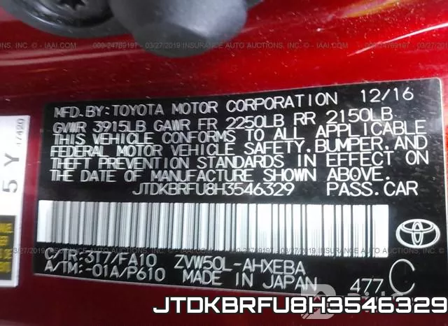 JTDKBRFU8H3546329 фото 10