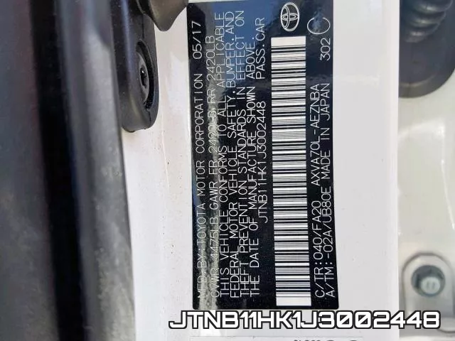 JTNB11HK1J3002448 фото 2